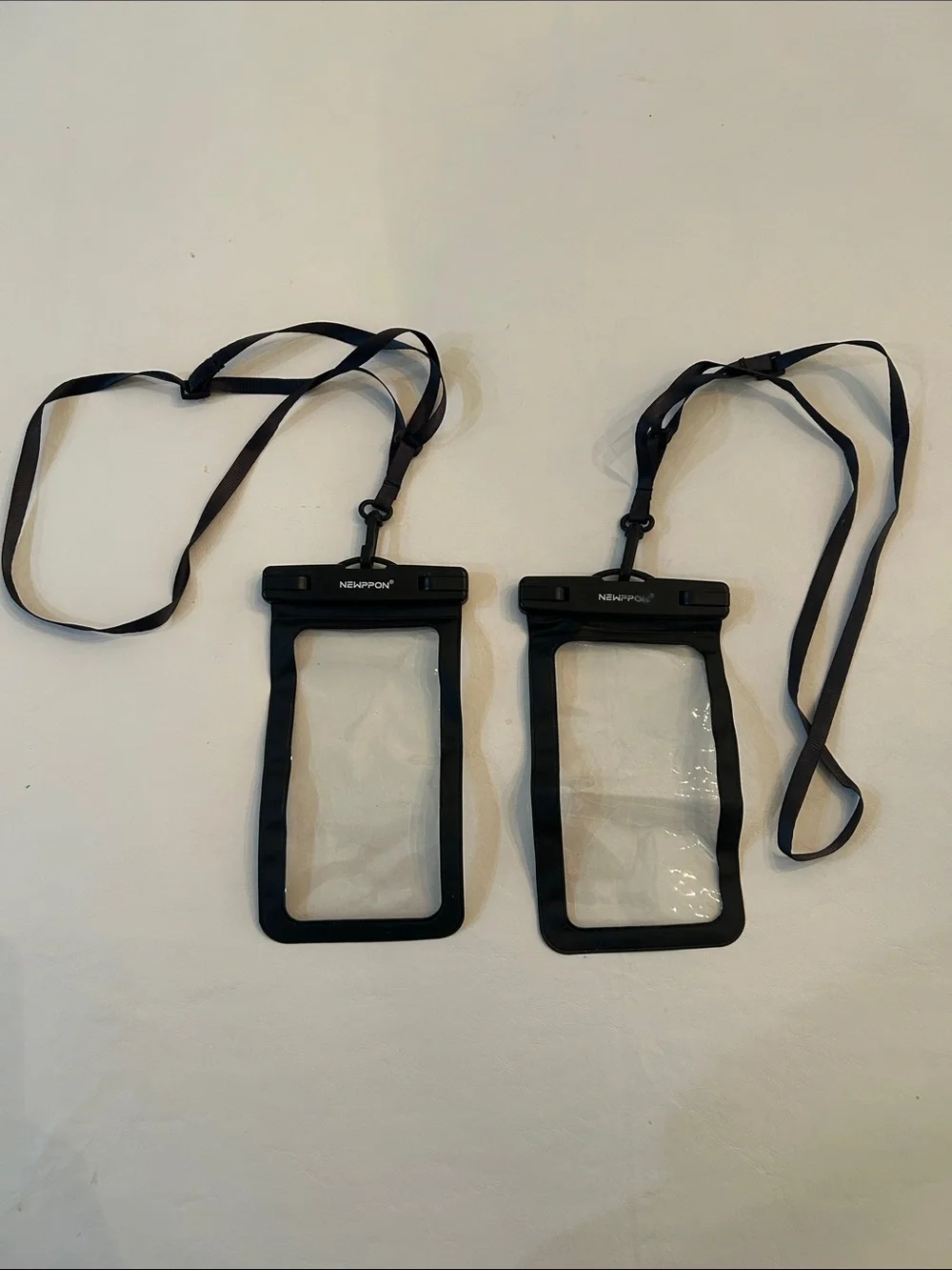 Black Waterproof Phone Pouch with Lanyard - Clear Front